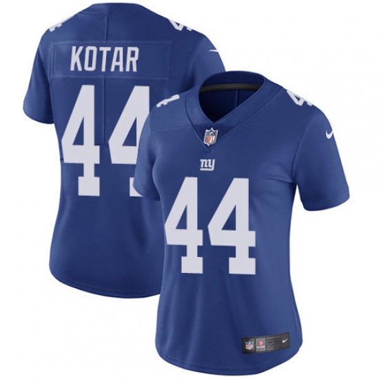 Women's Nike New York Giants 44 Doug Kotar Royal Blue Team Color Vapor Untouchable Elite Player NFL Jersey