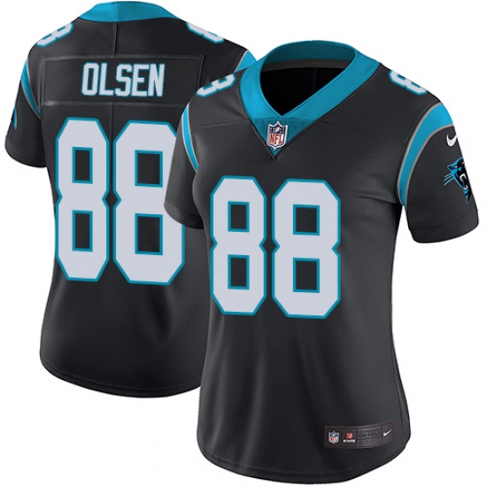 Women's Nike Carolina Panthers 88 Greg Olsen Black Team Color Vapor Untouchable Limited Player NFL Jersey