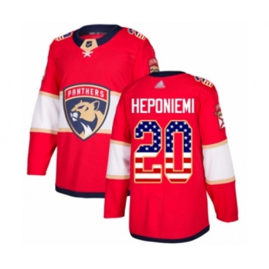 Youth Florida Panthers 20 Aleksi Heponiemi Authentic Red USA Flag Fashion Hockey Jersey