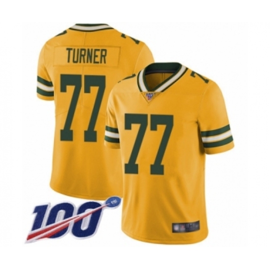 Youth Green Bay Packers 77 Billy Turner Limited Gold Rush Vapor Untouchable 100th Season Football Jersey