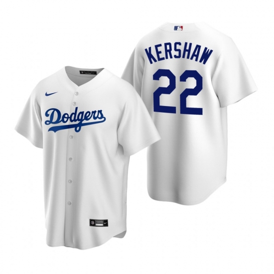 Men's Nike Los Angeles Dodgers 22 Clayton Kershaw White Home Stitched Baseball Jersey