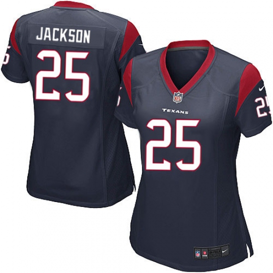 Women's Nike Houston Texans 25 Kareem Jackson Game Navy Blue Team Color NFL Jersey