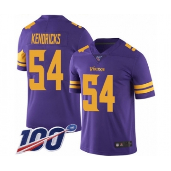 Men's Minnesota Vikings 54 Eric Kendricks Limited Purple Rush Vapor Untouchable 100th Season Football Jersey