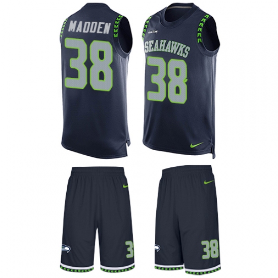 Men's Nike Seattle Seahawks 38 Tre Madden Limited Steel Blue Tank Top Suit NFL Jersey