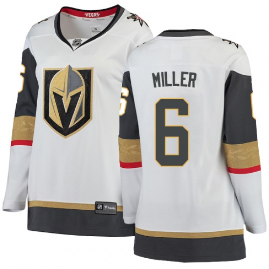 Women's Vegas Golden Knights 6 Colin Miller Authentic White Away Fanatics Branded Breakaway NHL Jersey