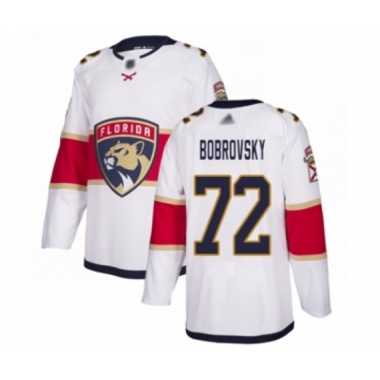 Youth Florida Panthers 72 Sergei Bobrovsky Authentic White Away Hockey Jersey