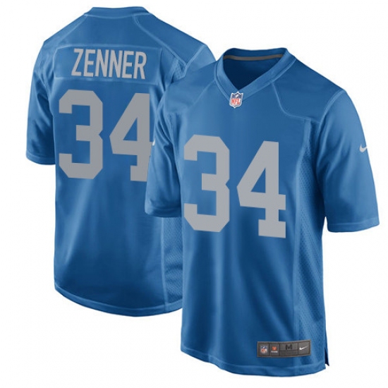 Men's Nike Detroit Lions 34 Zach Zenner Game Blue Alternate NFL Jersey