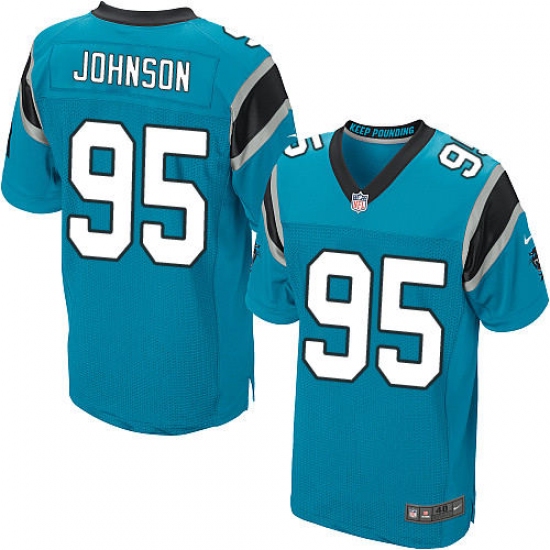 Men's Nike Carolina Panthers 95 Charles Johnson Elite Blue Alternate NFL Jersey