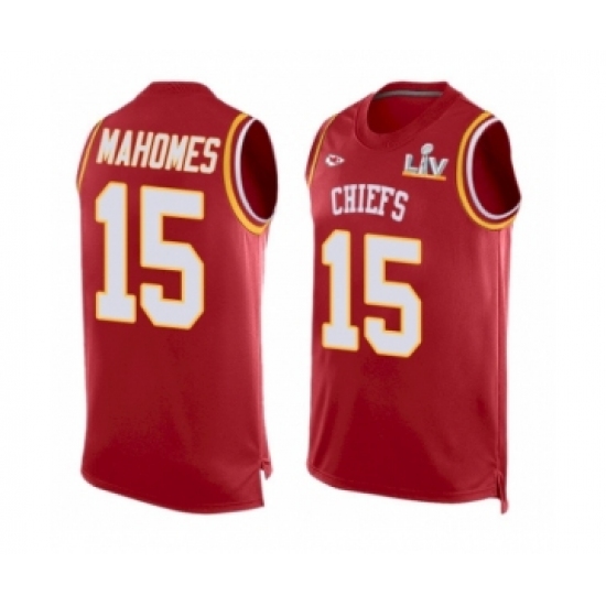 Men'sKansas City Chiefs 15 Patrick Mahomes Red Limited Super Bowl LV Jersey