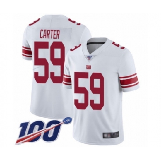 Men's New York Giants 59 Lorenzo Carter White Vapor Untouchable Limited Player 100th Season Football Jersey