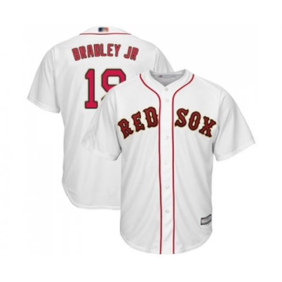 Youth Boston Red Sox 19 Jackie Bradley Jr Authentic White 2019 Gold Program Cool Base Baseball Jersey