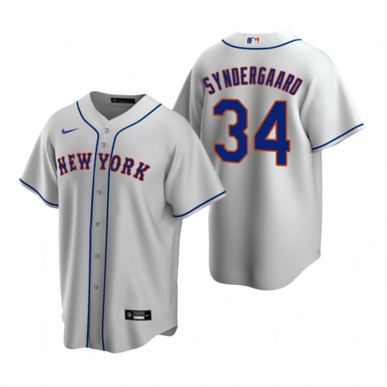 Men's Nike New York Mets 34 Noah Syndergaard Gray Road Stitched Baseball Jersey