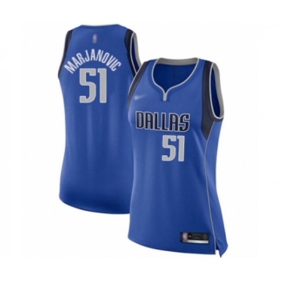 Women's Dallas Mavericks 51 Boban Marjanovic Authentic Royal Blue Basketball Jersey - Icon Edition