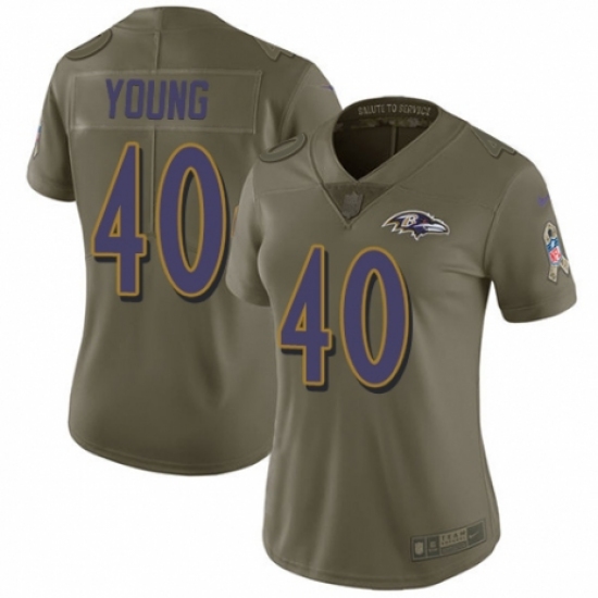 Women's Nike Baltimore Ravens 40 Kenny Young Limited Olive 2017 Salute to Service NFL Jersey