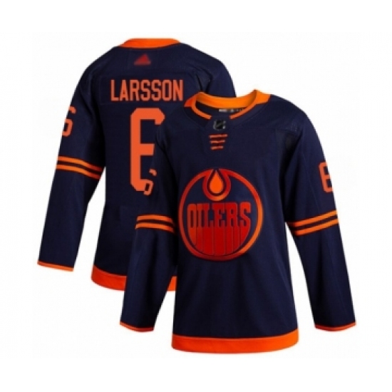 Men's Edmonton Oilers 6 Adam Larsson Authentic Navy Blue Alternate Hockey Jersey