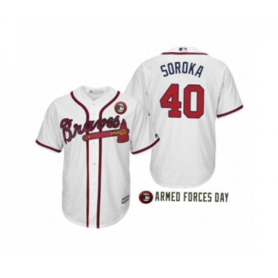 Women 2019 Armed Forces Day Mike Soroka 40 Atlanta Braves White Jersey