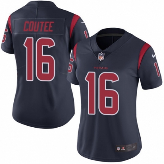 Women's Nike Houston Texans 16 Keke Coutee Limited Navy Blue Rush Vapor Untouchable NFL Jersey