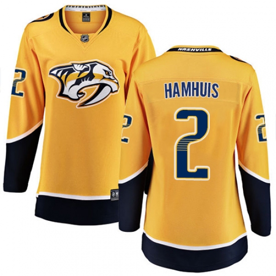 Women's Nashville Predators 2 Dan Hamhuis Fanatics Branded Gold Home Breakaway NHL Jersey