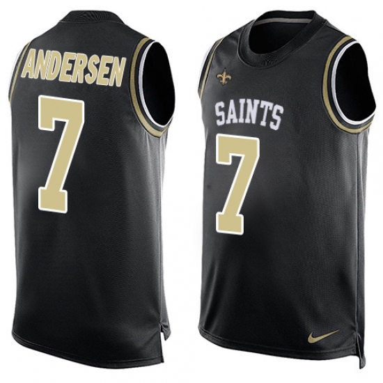 Men's Nike New Orleans Saints 7 Morten Andersen Limited Black Player Name & Number Tank Top NFL Jersey