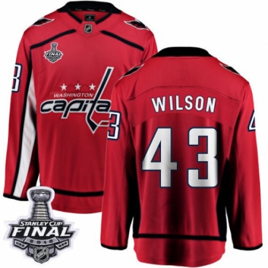 Youth Washington Capitals 43 Tom Wilson Fanatics Branded Red Home Breakaway 2018 Stanley Cup Final NHL Jersey