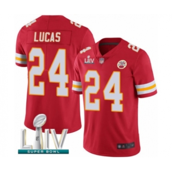 Youth Kansas City Chiefs 24 Jordan Lucas Red Team Color Vapor Untouchable Limited Player Super Bowl LIV Bound Football Jersey