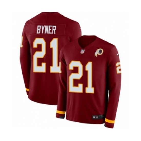 Youth Nike Washington Redskins 21 Earnest Byner Limited Burgundy Therma Long Sleeve NFL Jersey