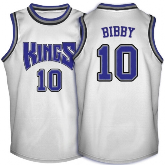Men's Adidas Sacramento Kings 10 Mike Bibby Authentic White Throwback NBA Jersey