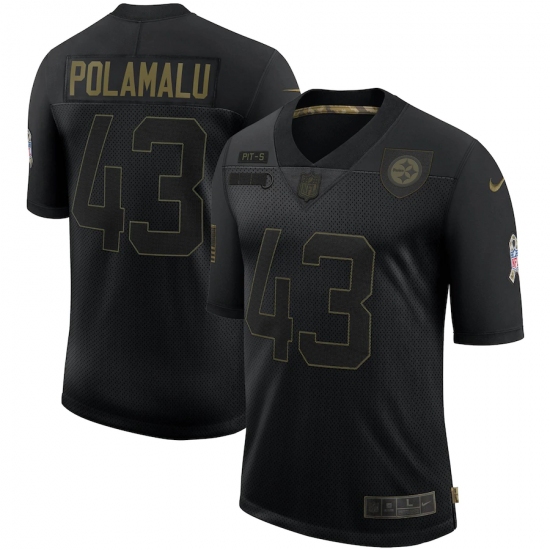 Men's Pittsburgh Steelers 43 Troy Polamalu Black Nike 2020 Salute To Service Limited Jersey