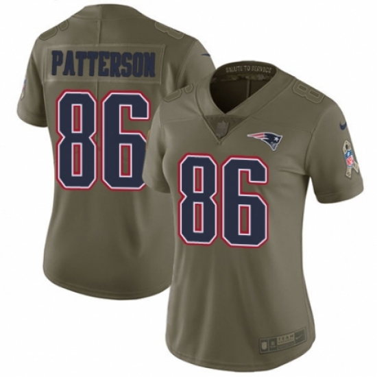 Women's Nike New England Patriots 86 Cordarrelle Patterson Limited Olive 2017 Salute to Service NFL Jersey