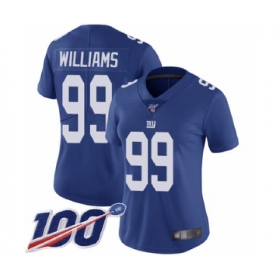 Women's New York Giants 99 Leonard Williams Royal Blue Team Color Vapor Untouchable Limited Player 100th Season Football Jersey