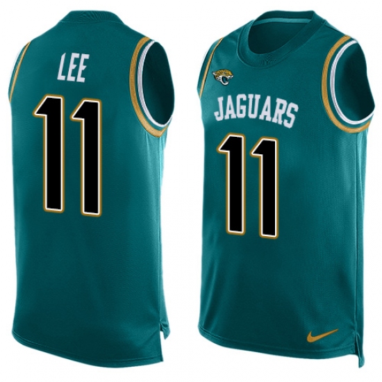 Men's Nike Jacksonville Jaguars 11 Marqise Lee Limited Teal Green Player Name & Number Tank Top NFL Jersey