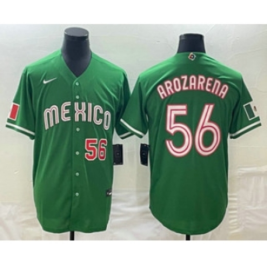 Men's Mexico Baseball 56 Randy Arozarena Number 2023 Green World Classic Stitched Jerseys