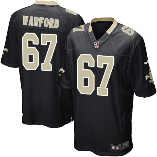 Men's Nike New Orleans Saints 67 Larry Warford Game Black Team Color NFL Jersey