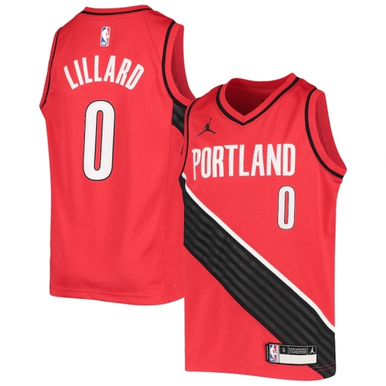 Youth Portland Trail Blazers 0 Damian Lillard Jordan Brand Red 2020-21 Swingman Player Jersey