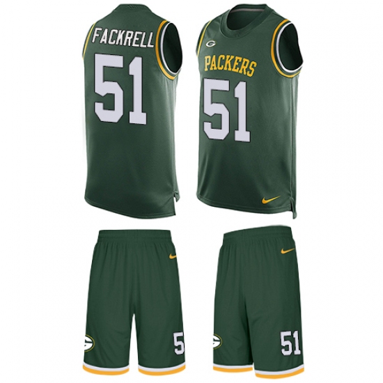 Men's Nike Green Bay Packers 51 Kyler Fackrell Limited Green Tank Top Suit NFL Jersey
