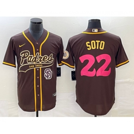 Men's San Diego Padres 22 Juan Soto Brown NEW 2023 City Connect Cool Base Stitched Jersey