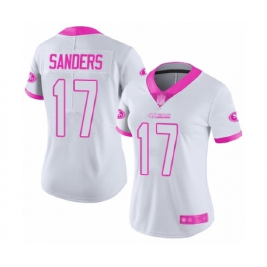 Women's San Francisco 49ers 17 Emmanuel Sanders Limited White Pink Rush Fashion Football Jersey