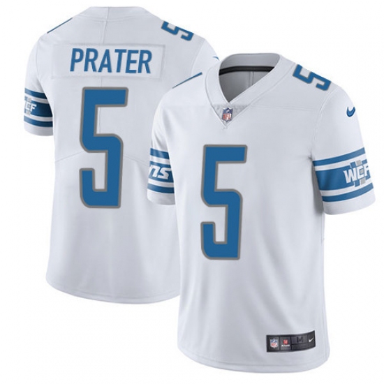 Men's Nike Detroit Lions 5 Matt Prater Elite White NFL Jersey