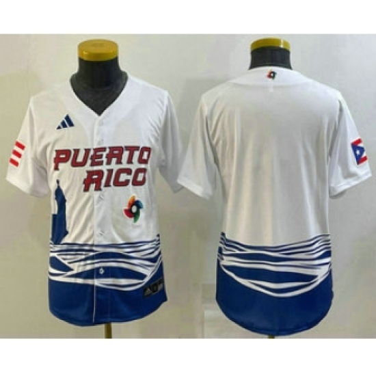 Youth Puerto Rico Baseball Blank 2023 White World Baseball Classic Stitched Jersey