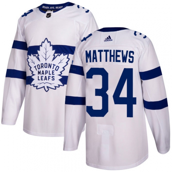 Men's Adidas Toronto Maple Leafs 34 Auston Matthews Authentic White 2018 Stadium Series NHL Jersey