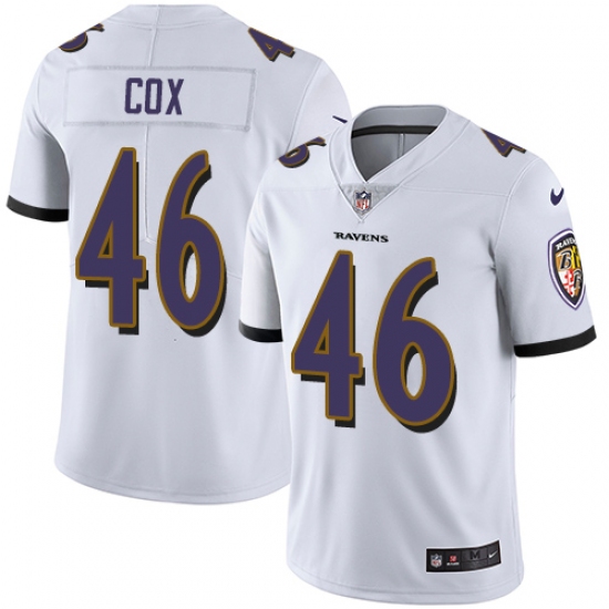 Youth Nike Baltimore Ravens 46 Morgan Cox White Vapor Untouchable Limited Player NFL Jersey