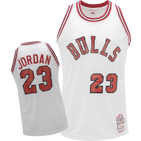 Men's Mitchell and Ness Chicago Bulls 23 Michael Jordan Swingman White Throwback NBA Jersey