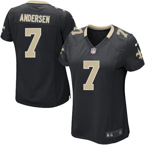 Women's Nike New Orleans Saints 7 Morten Andersen Game Black Team Color NFL Jersey