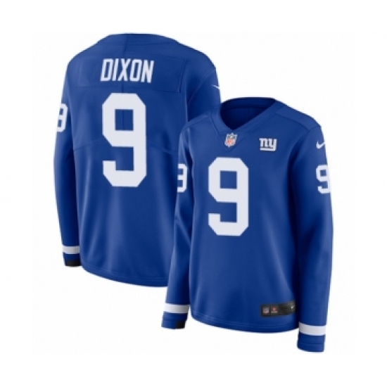 Women's Nike New York Giants 9 Riley Dixon Limited Royal Blue Therma Long Sleeve NFL Jersey