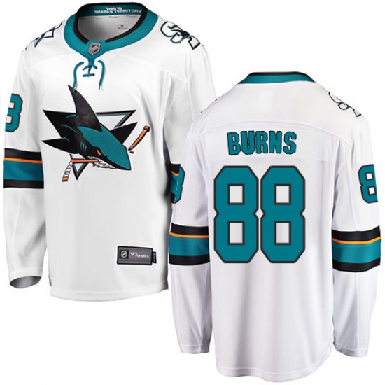 Men's San Jose Sharks 88 Brent Burns Fanatics Branded White Away Breakaway NHL Jersey