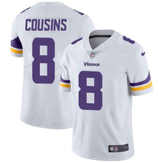 Men's Nike Minnesota Vikings 8 Kirk Cousins White Vapor Untouchable Limited Player NFL Jersey