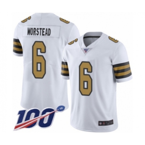 Men's New Orleans Saints 6 Thomas Morstead Limited White Rush Vapor Untouchable 100th Season Football Jersey