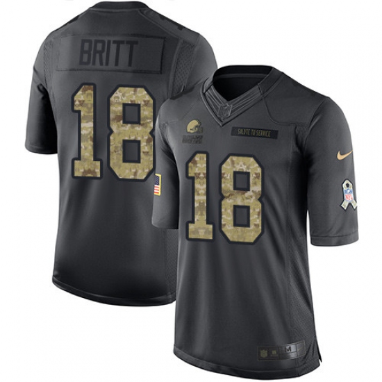 Men's Nike Cleveland Browns 18 Kenny Britt Limited Black 2016 Salute to Service NFL Jersey