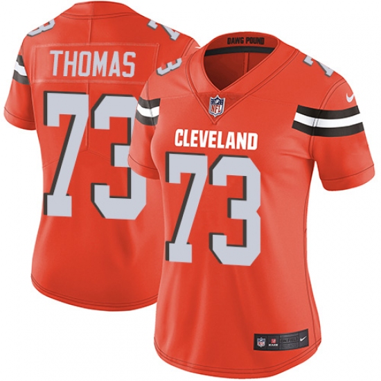 Women's Nike Cleveland Browns 73 Joe Thomas Orange Alternate Vapor Untouchable Limited Player NFL Jersey