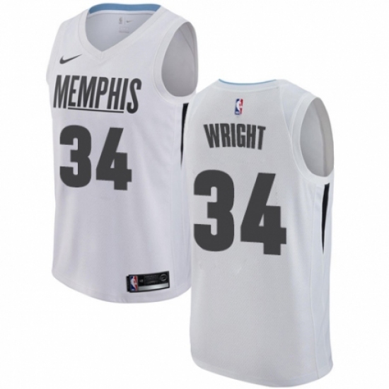 Men's Nike Memphis Grizzlies 34 Brandan Wright Authentic White NBA Jersey - City Edition